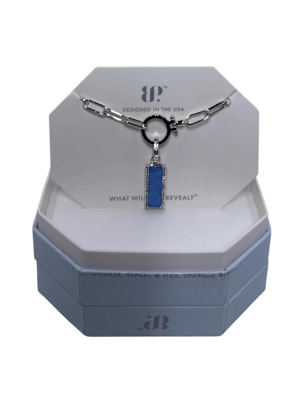 BP. Lab Created Ocean Blue Quartz Pendant Necklace with Rhodium Plating